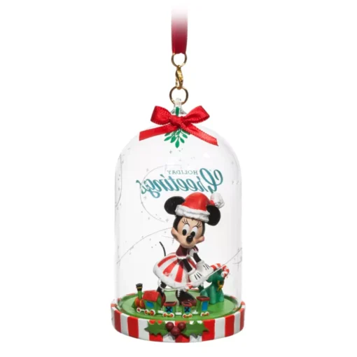 Minnie Mouse Festive Glass Ornament