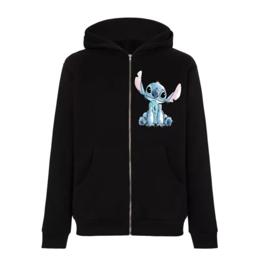 Stitch Sketch Customisable Zip Front Hooded Sweatshirt For Adults
